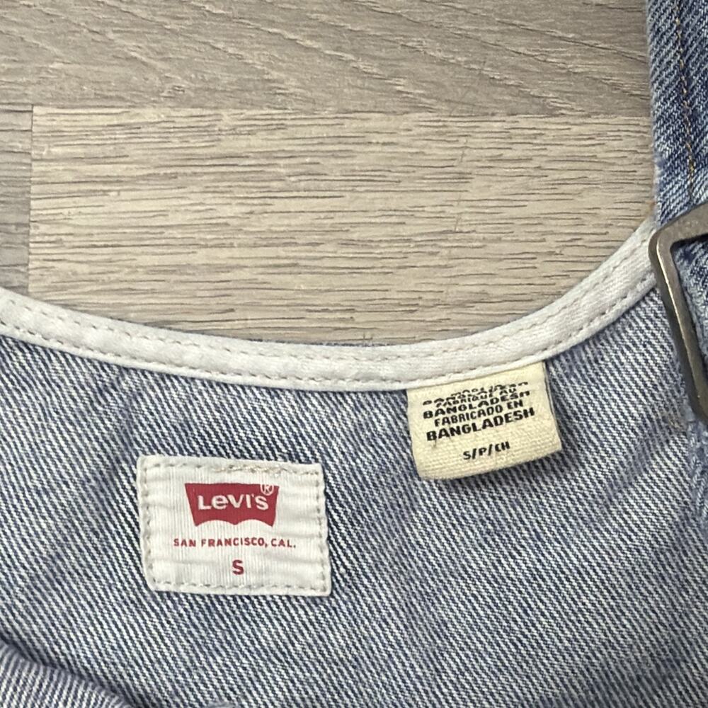 Levi's Denim Crop Top Corset Vest Y2K Jean Charlie Tank Button Up Size Small - Picture 5 of 9